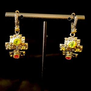 925 silver genuine gemstone earrings and ring set. Ring size 8.